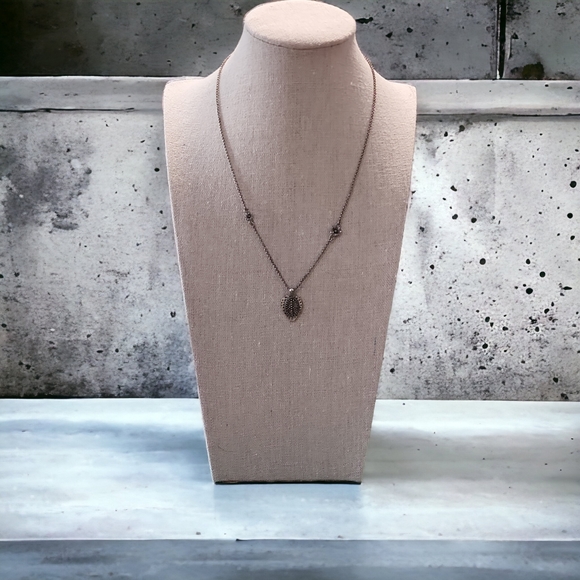 LUCKY BRAND Silver Guitar Pick Peace Necklace - Picture 2 of 4